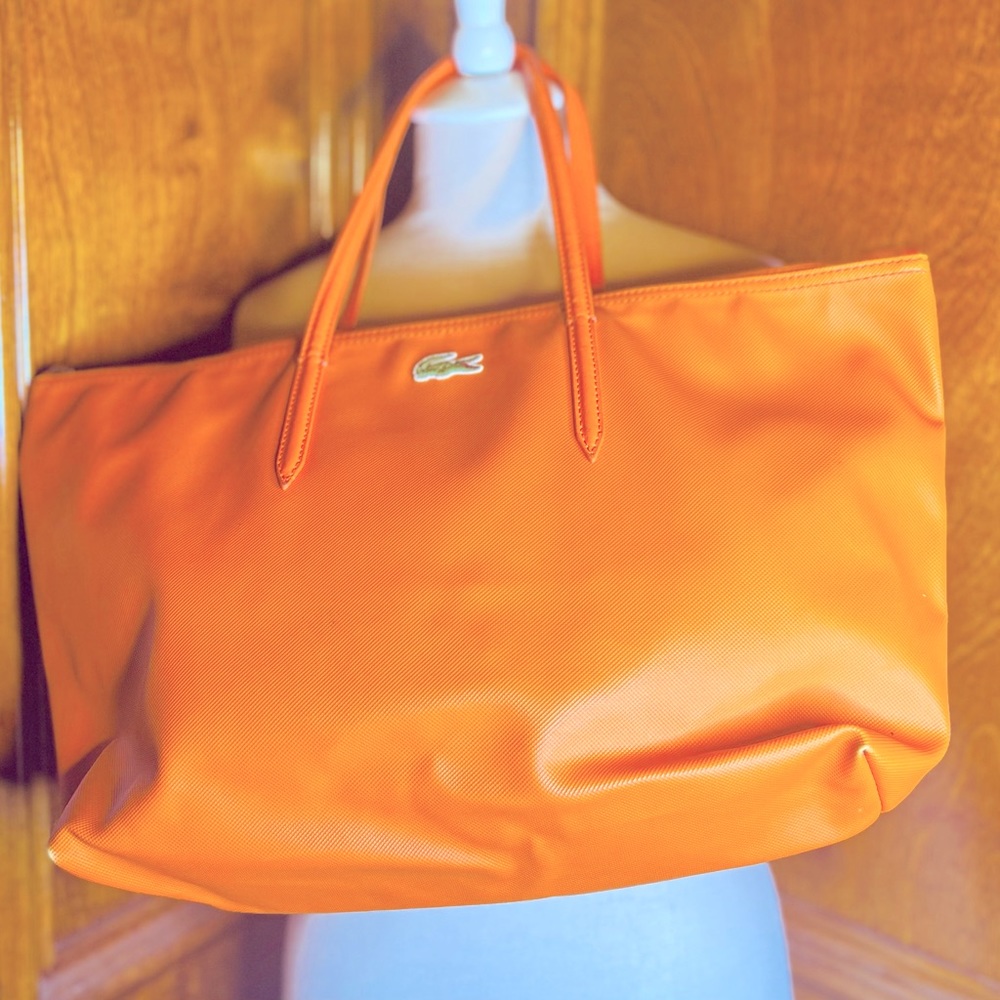 Authentic Large Orange Lacoste Zip Tote Bag 🍊 ( L.12.12 Concept)